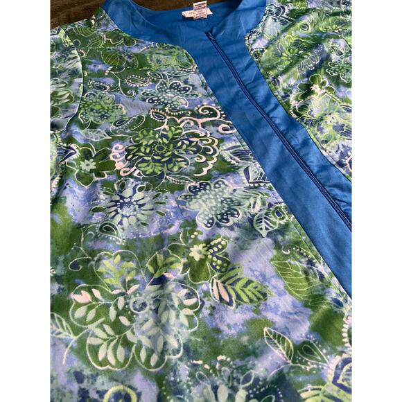 Collections Etc Full Length Robe Housecoat SZ Large Abstract Blue Green pattern - Picture 3 of 9